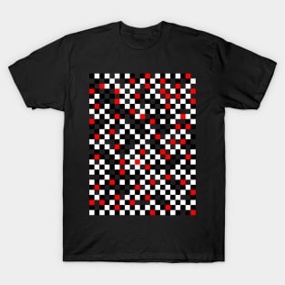 Black White and Red Checkerboard Pattern T-Shirt
